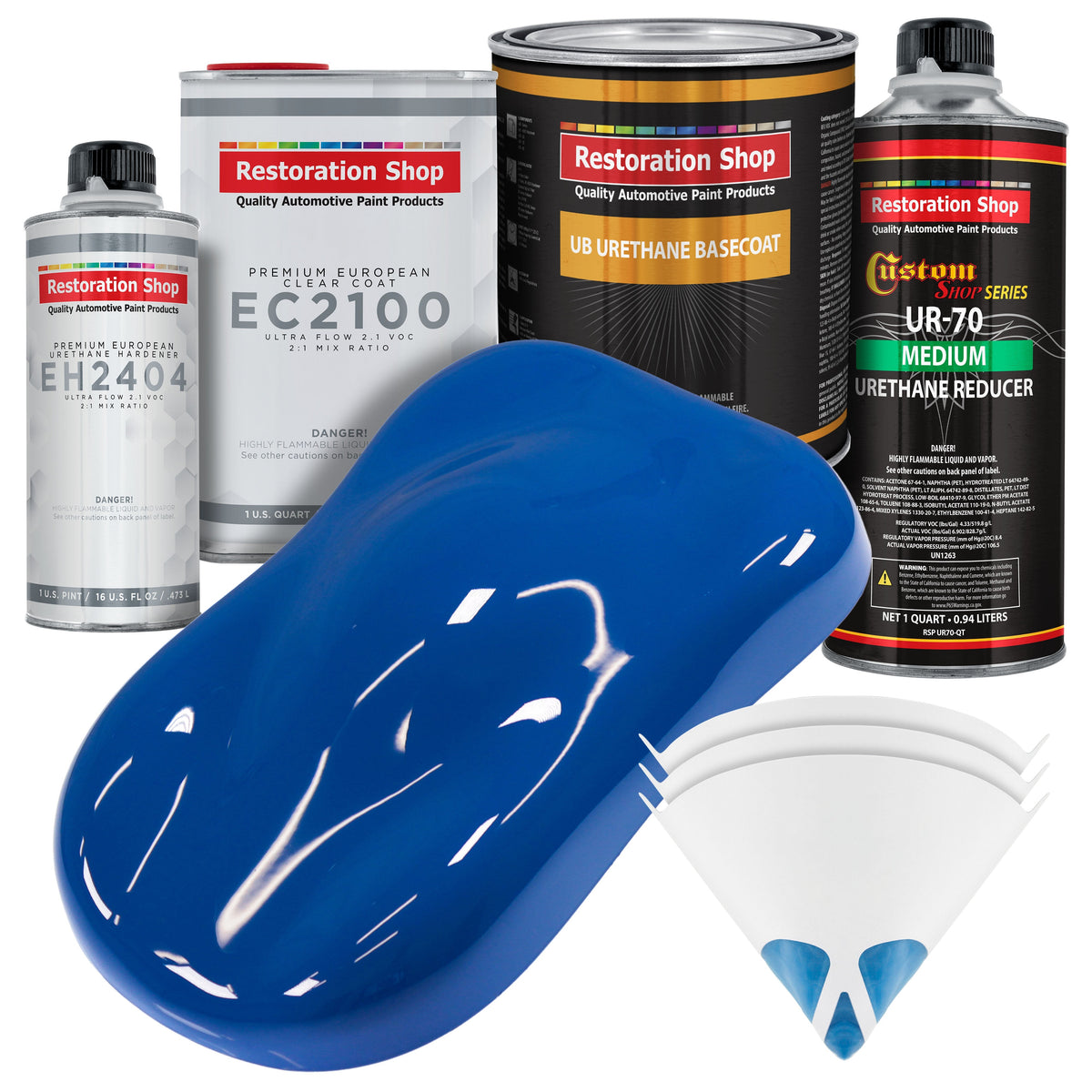 Reflex Blue Urethane Basecoat with European Clearcoat Auto Paint - Complete Quart Paint Color Kit - Automotive Refinish Coating