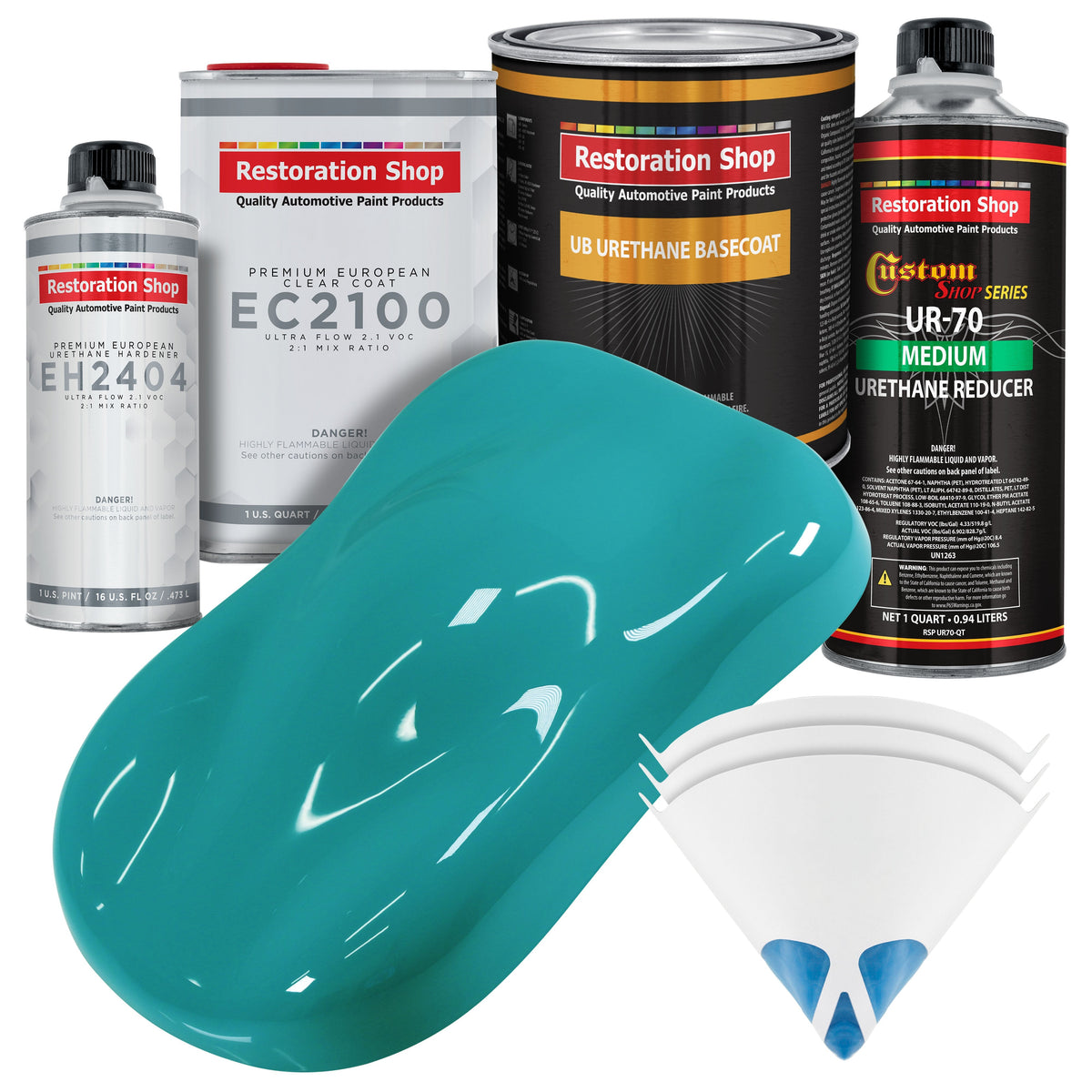 Bright Racing Aqua Urethane Basecoat with European Clearcoat Auto Paint - Complete Quart Paint Color Kit - Automotive Refinish Coating