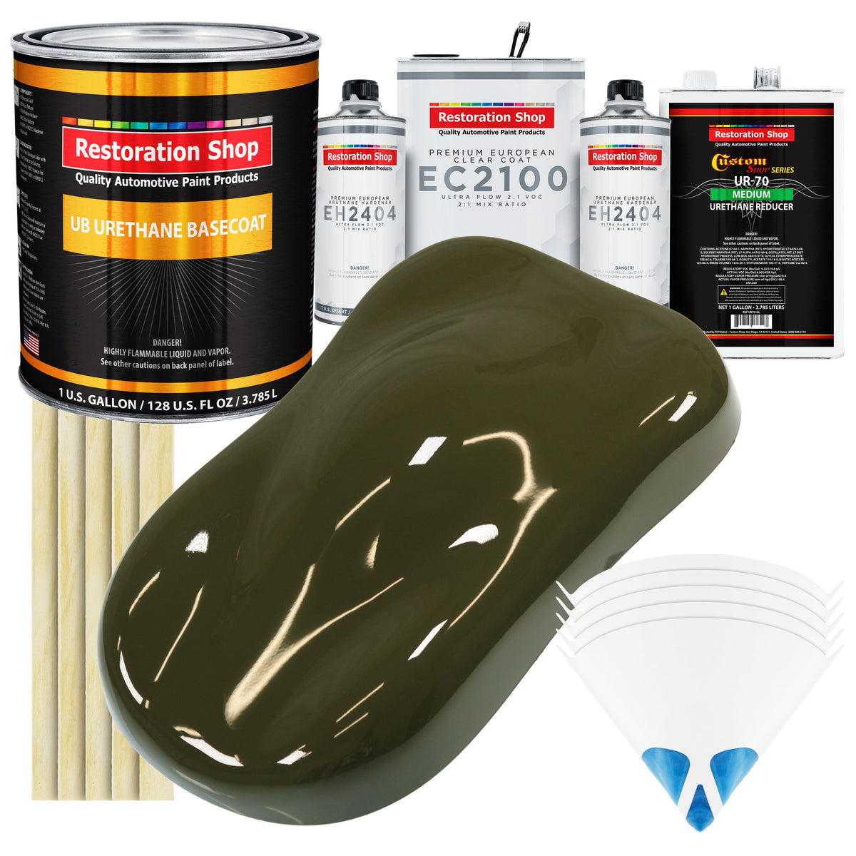 Olive Drab Green Urethane Basecoat with European Clearcoat Auto Paint - Complete Gallon Paint Color Kit - Automotive Refinish Coating