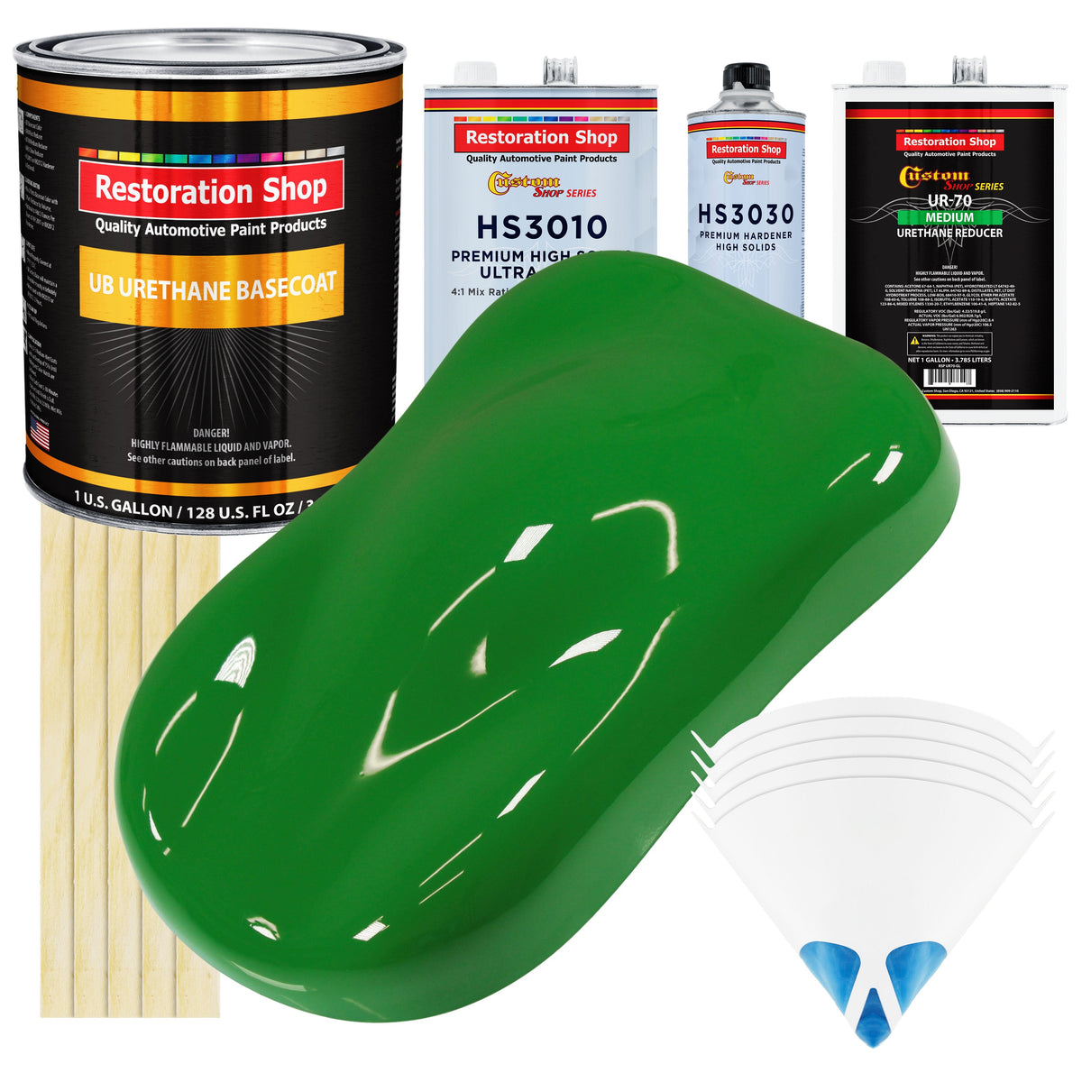 Vibrant Lime Green - Urethane Basecoat with Premium Clearcoat Auto Paint (Complete Medium Gallon Paint Kit) Professional High Gloss Automotive Coating