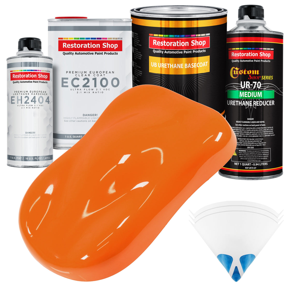 California Orange Urethane Basecoat with European Clearcoat Auto Paint - Complete Quart Paint Color Kit - Automotive Refinish Coating