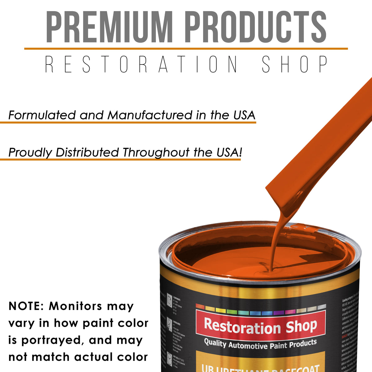 Hugger Orange - Urethane Basecoat with Clearcoat Auto Paint - Complete Medium Quart Paint Kit - Professional High Gloss Automotive, Car, Truck Coating