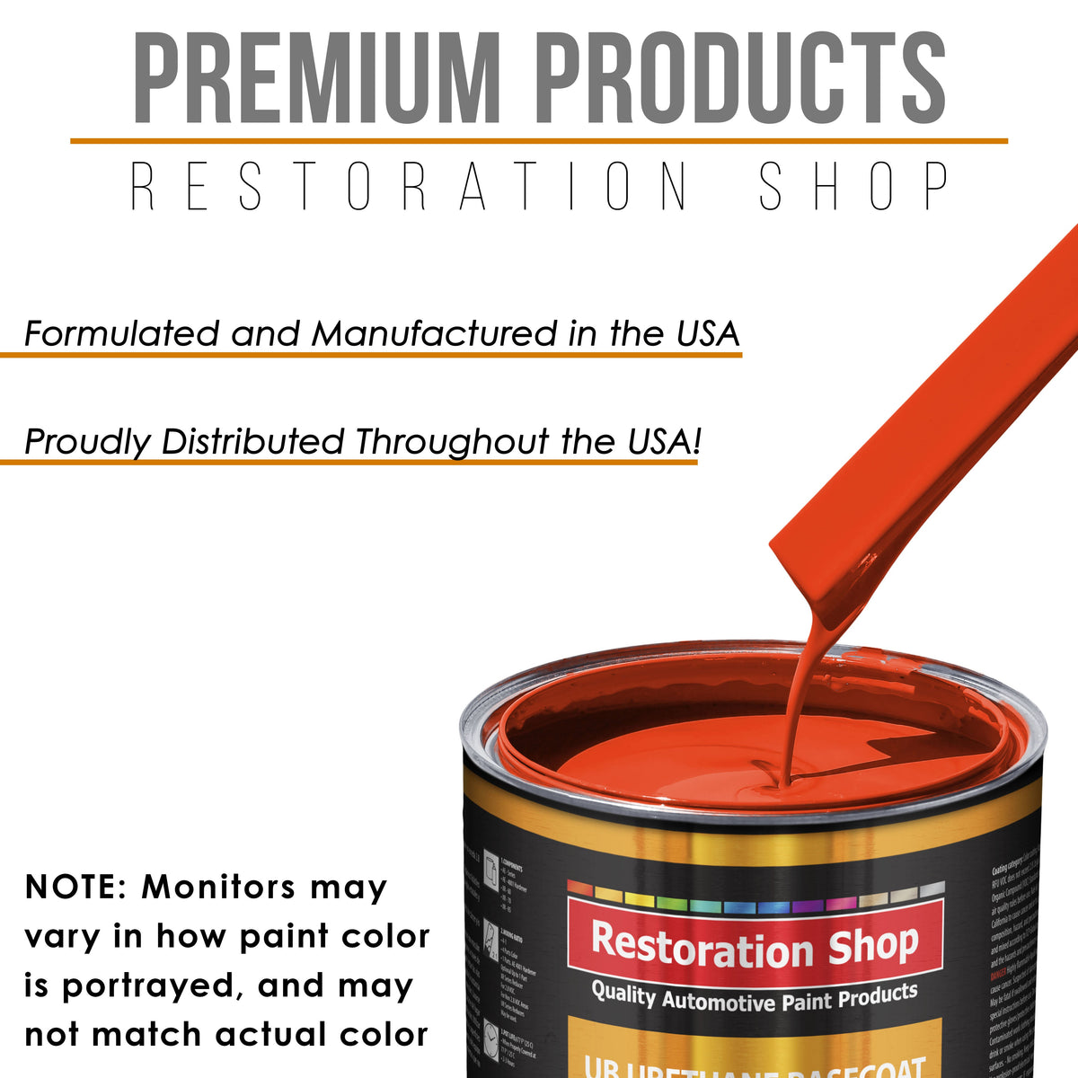 Hemi Orange - Urethane Basecoat Auto Paint - Quart Paint Color Only - Professional High Gloss Automotive, Car, Truck Coating