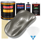 Graphite Gray Metallic - Urethane Basecoat with Clearcoat Auto Paint - Complete Medium Gallon Paint Kit - Professional Automotive Car Truck Coating