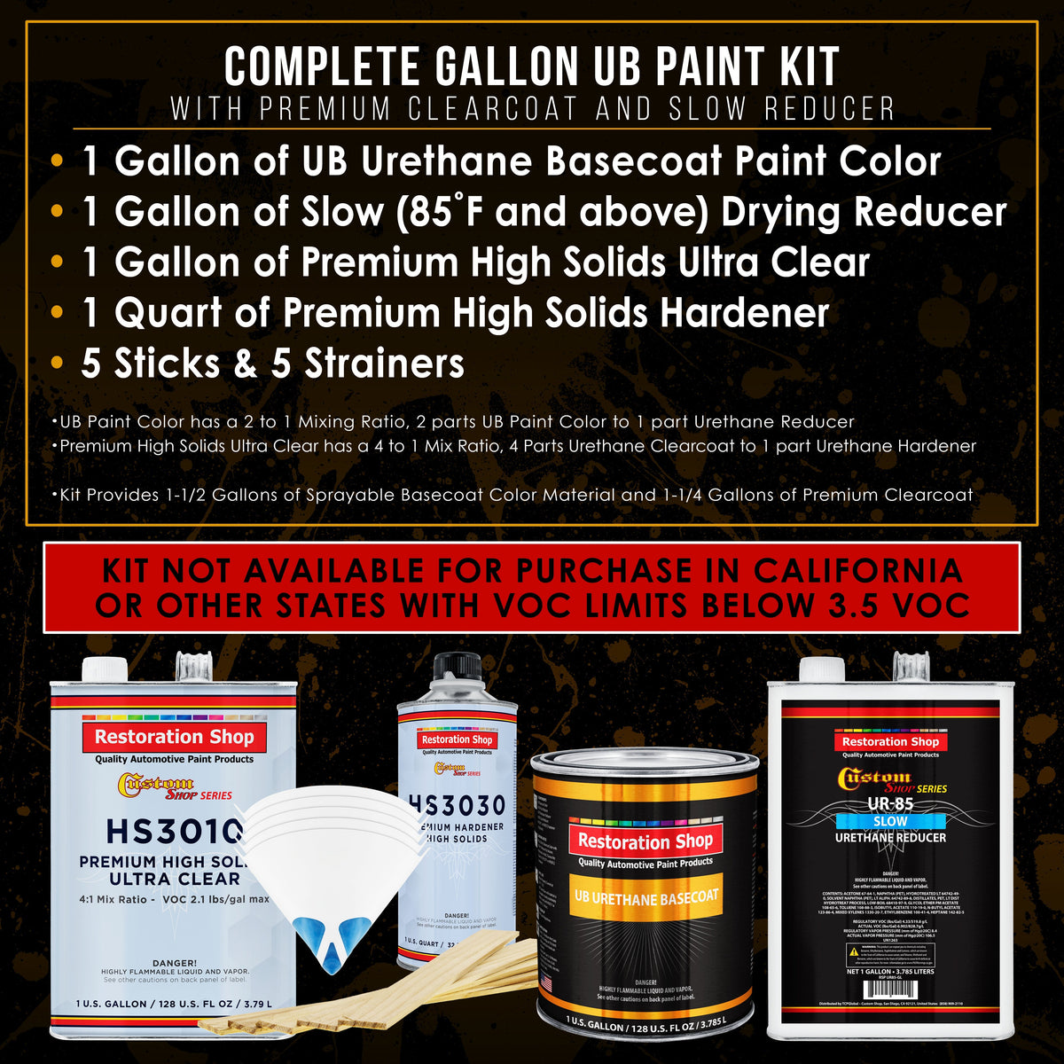 Gunmetal Grey Metallic - Urethane Basecoat with Premium Clearcoat Auto Paint - Complete Slow Gallon Paint Kit - Professional Gloss Automotive Coating