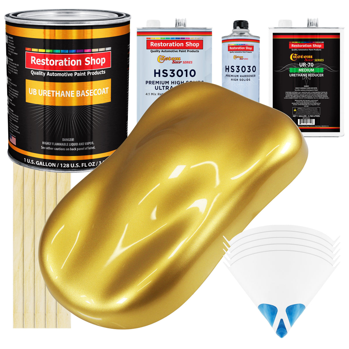 Anniversary Gold Metallic - Urethane Basecoat with Premium Clearcoat Auto Paint - Complete Medium Gallon Paint Kit - Professional Automotive Coating