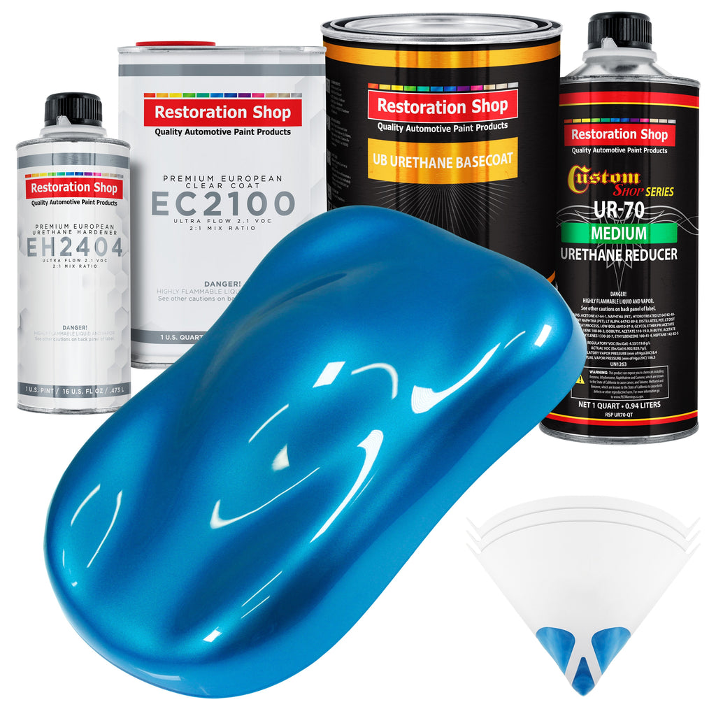 Intense Blue Metallic Urethane Basecoat with European Clearcoat Auto Paint - Complete Quart Paint Color Kit - Automotive Refinish Coating
