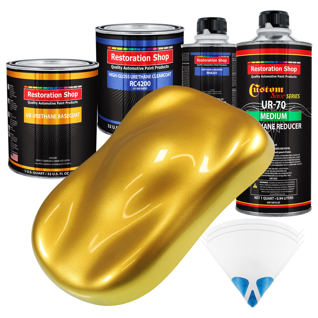 Saturn Gold Firemist - Urethane Basecoat with Clearcoat Auto Paint - Complete Medium Quart Paint Kit - Professional Gloss Automotive Car Truck Coating