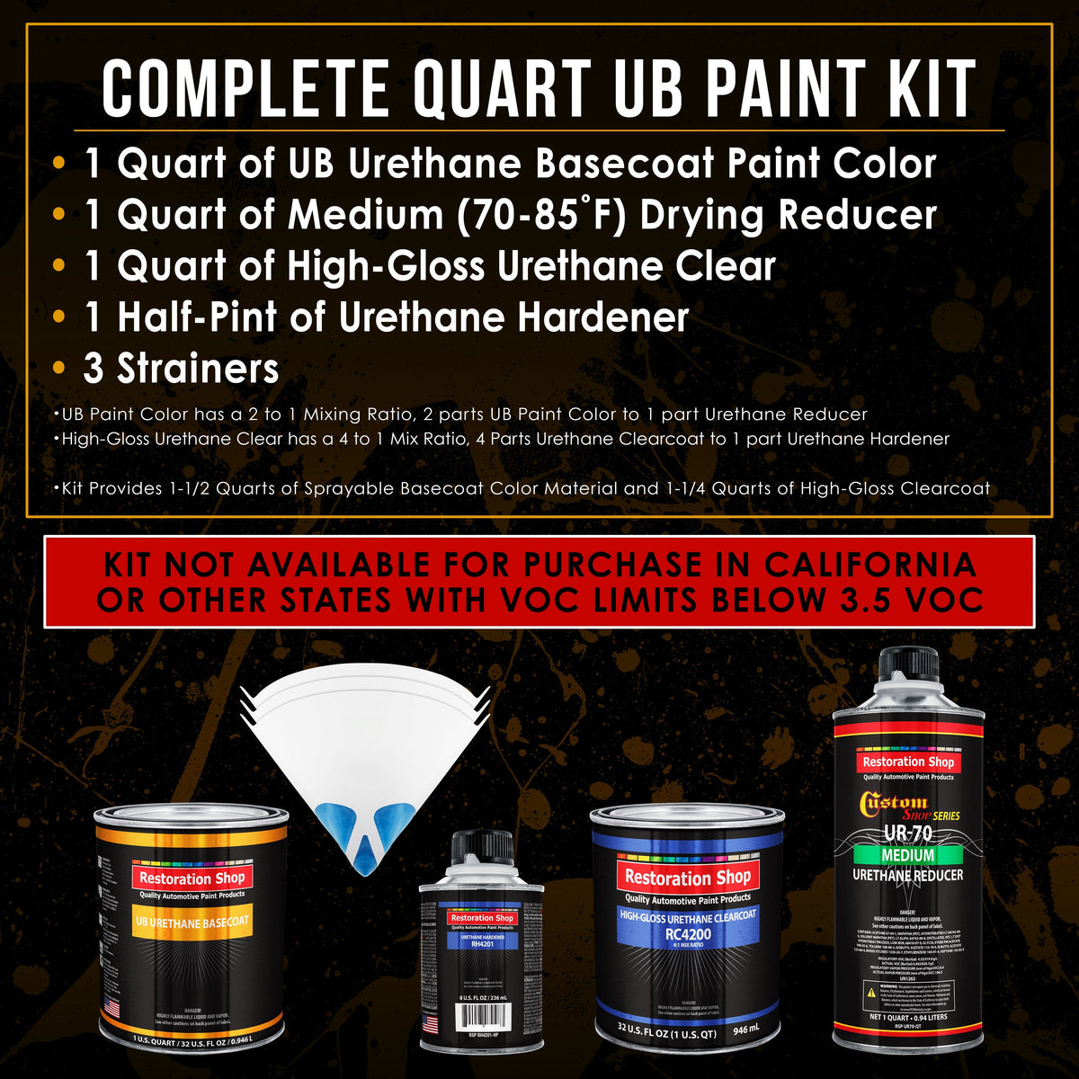 Firemist Orange - Urethane Basecoat with Clearcoat Auto Paint (Complete Medium Quart Paint Kit) Professional High Gloss Automotive Car Truck Coating