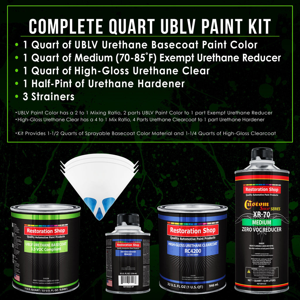 Arctic White - LOW VOC Urethane Basecoat with Clearcoat Auto Paint - Complete Medium Quart Paint Kit - Professional High Gloss Automotive Coating