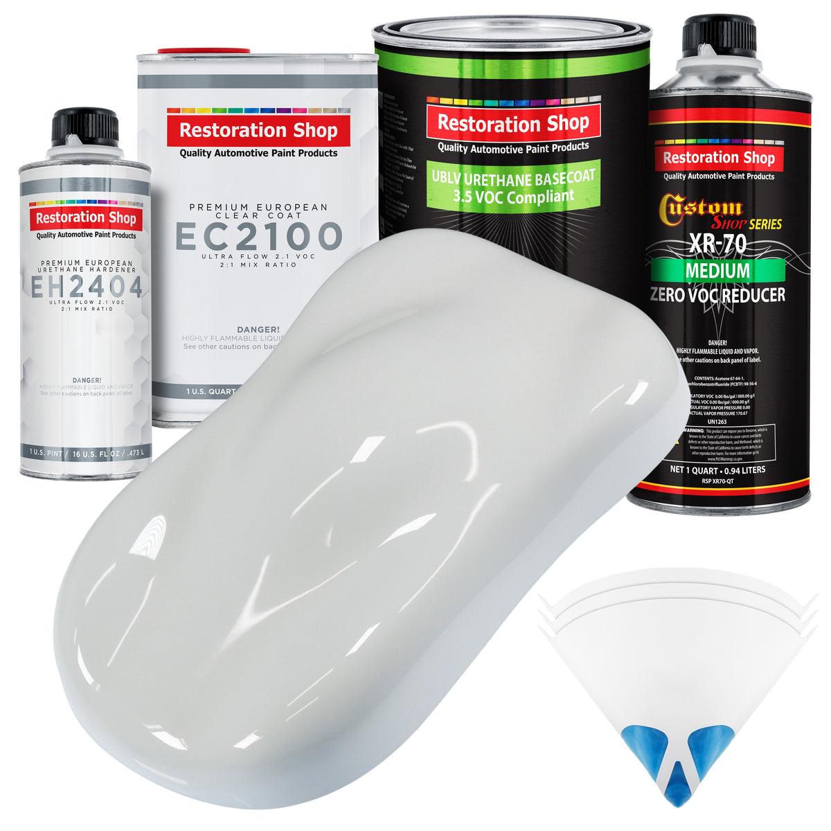 Championship White - LOW VOC Urethane Basecoat with European Clearcoat Auto Paint - Complete Quart Paint Color Kit - Automotive Coating