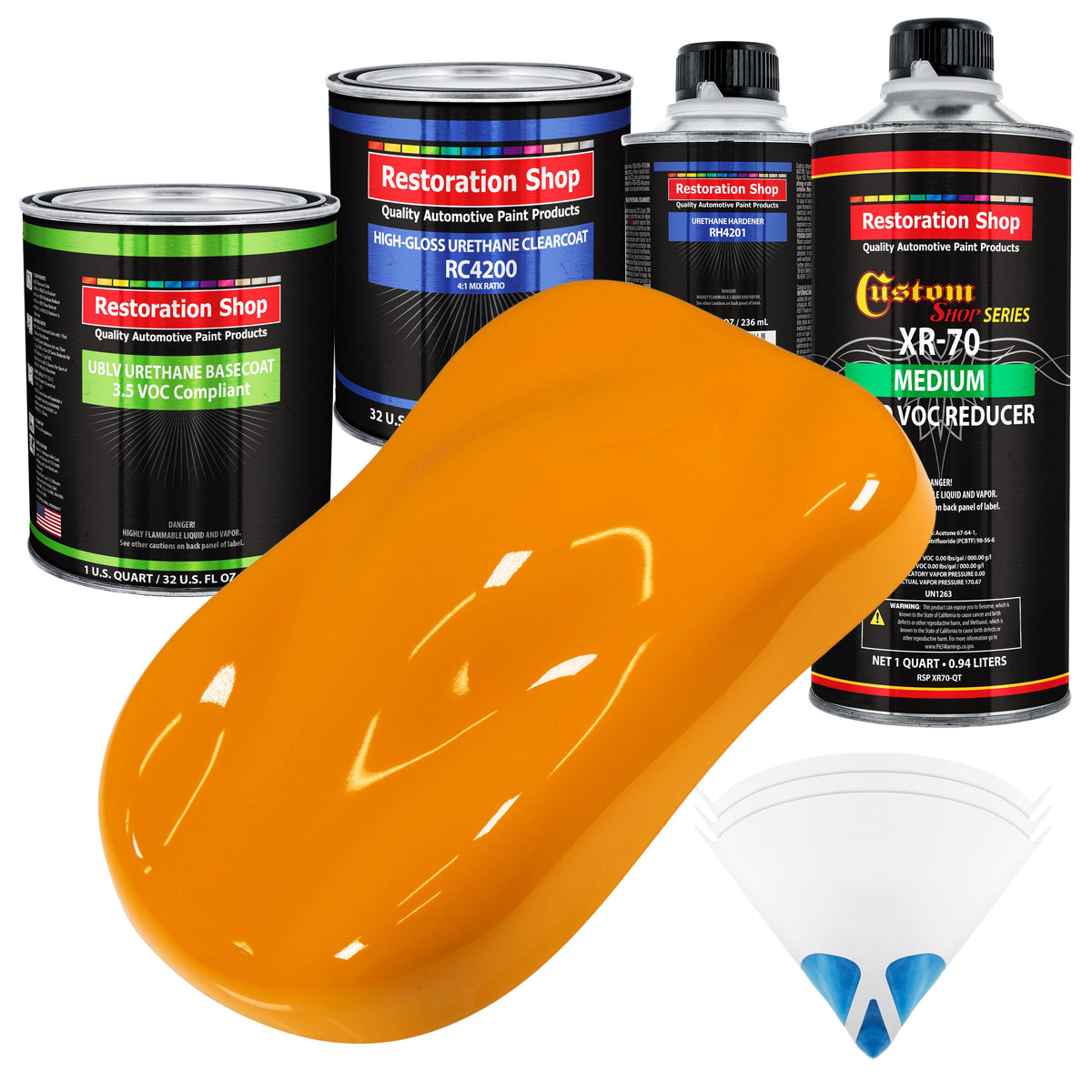 Speed Yellow - LOW VOC Urethane Basecoat with Clearcoat Auto Paint - Complete Medium Quart Paint Kit - Professional High Gloss Automotive Coating