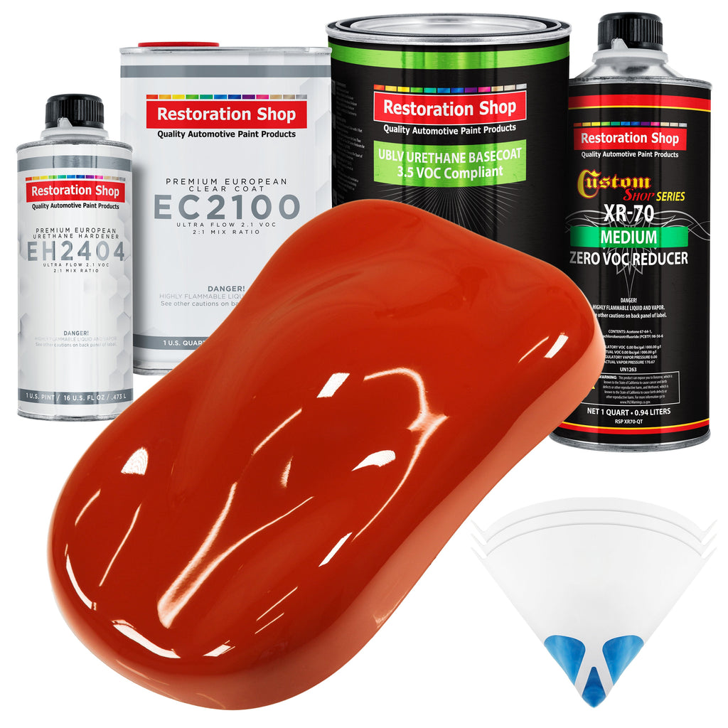 Hot Rod Red - LOW VOC Urethane Basecoat with European Clearcoat Auto Paint - Complete Quart Paint Color Kit - Automotive Coating