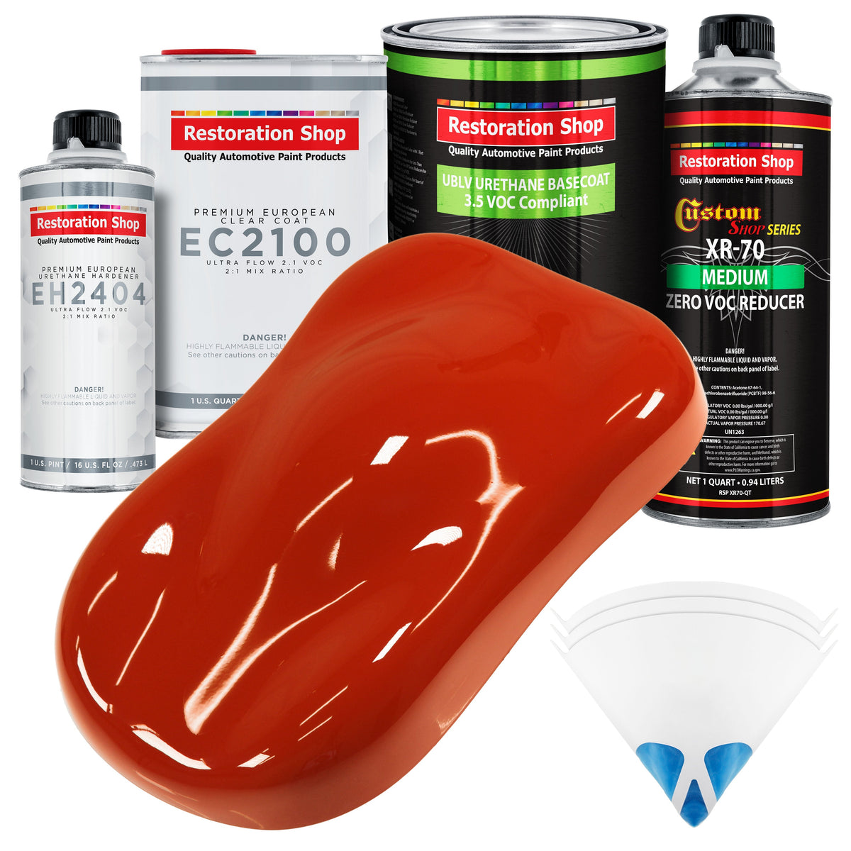 Hot Rod Red - LOW VOC Urethane Basecoat with European Clearcoat Auto Paint - Complete Quart Paint Color Kit - Automotive Coating