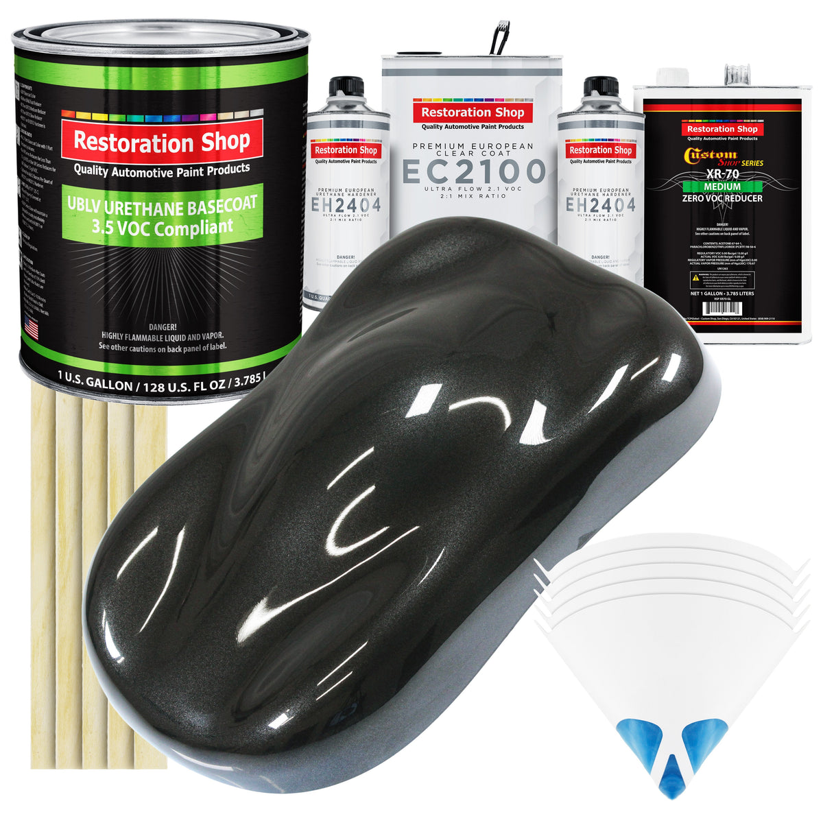 Black Metallic - LOW VOC Urethane Basecoat with European Clearcoat Auto Paint - Complete Gallon Paint Color Kit - Automotive Coating