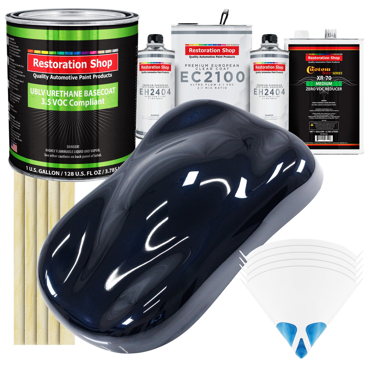 Nightwatch Blue Metallic - LOW VOC Urethane Basecoat with European Clearcoat Auto Paint - Complete Gallon Paint Color Kit - Automotive Coating