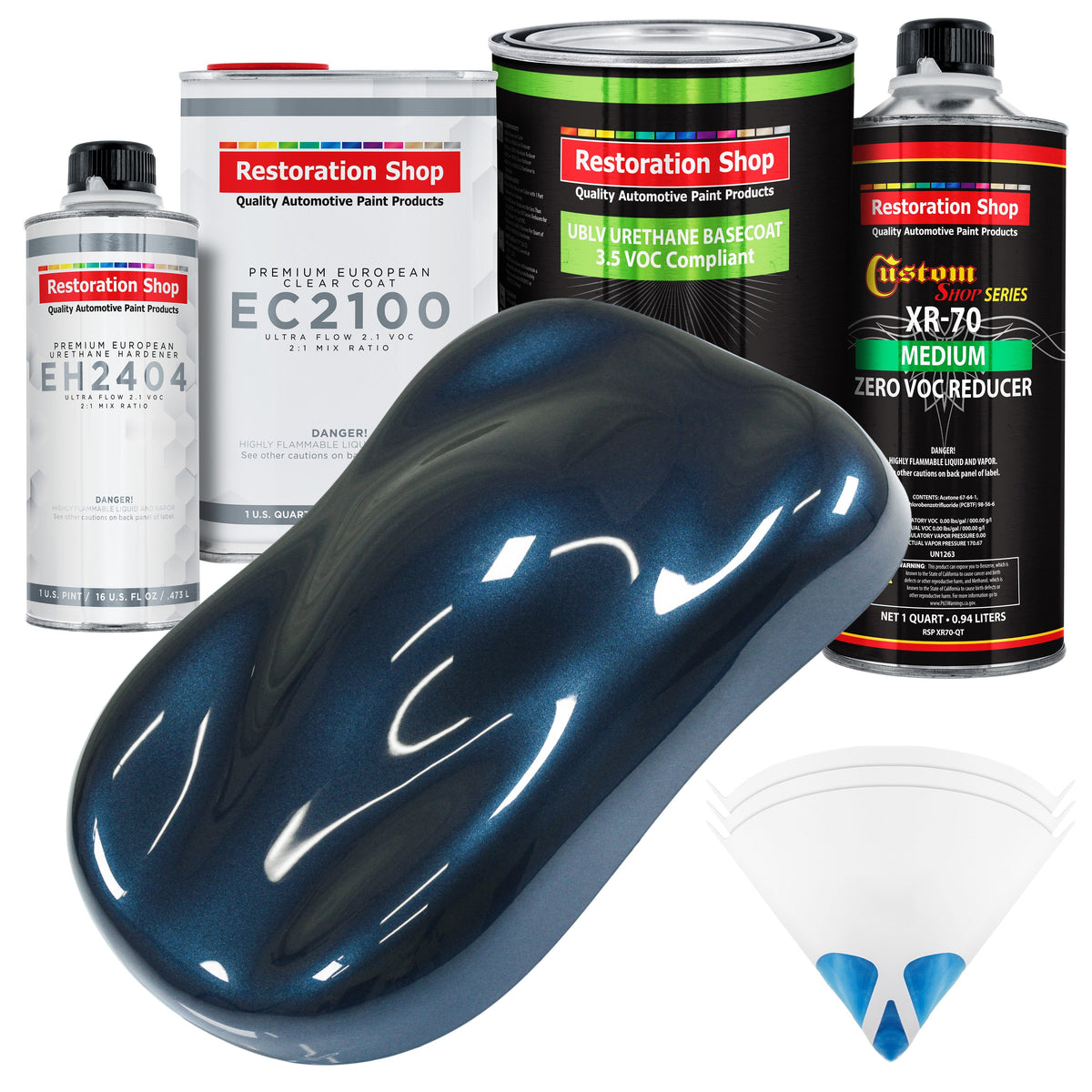Moonlight Drive Blue Metallic - LOW VOC Urethane Basecoat with European Clearcoat Auto Paint - Complete Quart Paint Color Kit - Automotive Coating