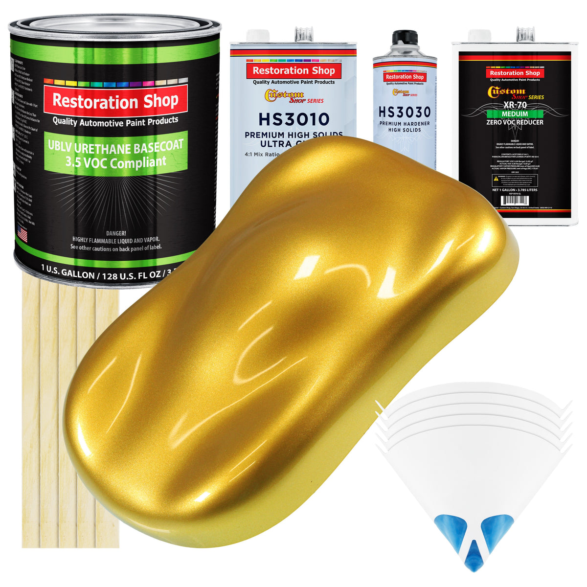 Saturn Gold Firemist - LOW VOC Urethane Basecoat with Premium Clearcoat Auto Paint (Complete Medium Gallon Paint Kit) Professional Automotive Coating