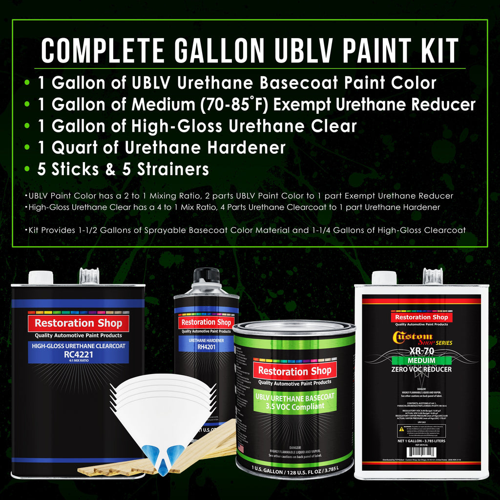 True Blue Firemist - LOW VOC Urethane Basecoat with Clearcoat Auto Paint (Complete Medium Gallon Paint Kit) Professional High Gloss Automotive Coating