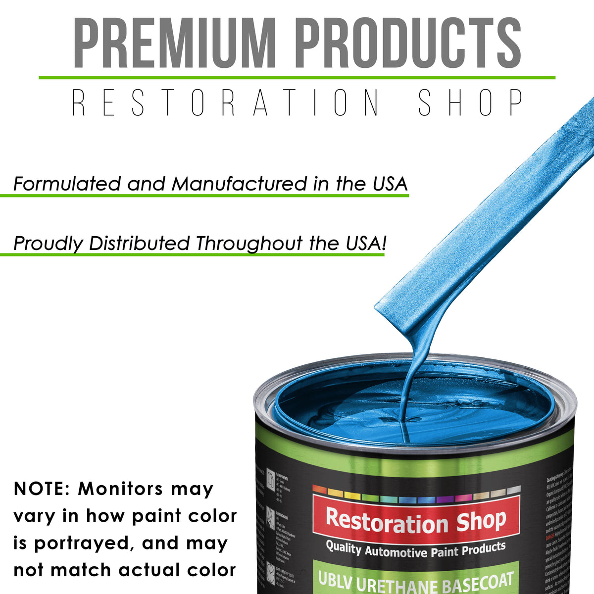 True Blue Firemist - LOW VOC Urethane Basecoat with Clearcoat Auto Paint (Complete Medium Gallon Paint Kit) Professional High Gloss Automotive Coating