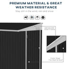 4' x 8' Steel Garden Storage Shed Lean to Shed Outdoor Metal Tool House with Lockable Door and 2 Air Vents for Backyard, Patio, Lawn, Dark Grey
