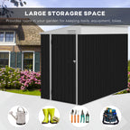4' x 8' Steel Garden Storage Shed Lean to Shed Outdoor Metal Tool House with Lockable Door and 2 Air Vents for Backyard, Patio, Lawn, Dark Grey