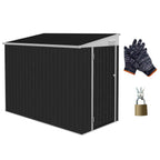 4' x 8' Steel Garden Storage Shed Lean to Shed Outdoor Metal Tool House with Lockable Door and 2 Air Vents for Backyard, Patio, Lawn, Dark Grey