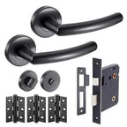 Raven Latch Pack Door Handle - Matt Black