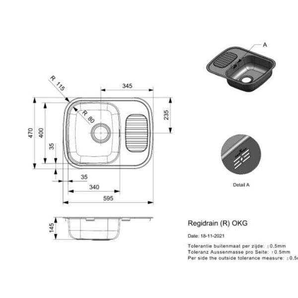 Regidrain Comfort Stainless Steel Inset Kitchen Sink