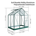 Rosette Hobby Aluminium Polycarbonate Greenhouse  - All Sizes