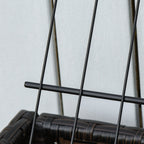 Modern Elevated Metal Garden Bed with Rattan Look & Storage, Brown