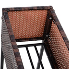 Modern Elevated Metal Garden Bed with Rattan Look & Storage, Brown