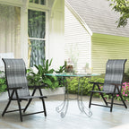 2PCs Outdoor Wicker Folding Chairs with Adjustable Backrest & Steel Frame, Mixed Grey