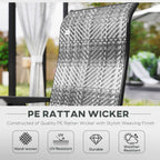 2PCs Outdoor Wicker Folding Chairs with Adjustable Backrest & Steel Frame, Mixed Grey