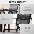 2PCs Outdoor Wicker Folding Chairs with Adjustable Backrest & Steel Frame, Mixed Grey