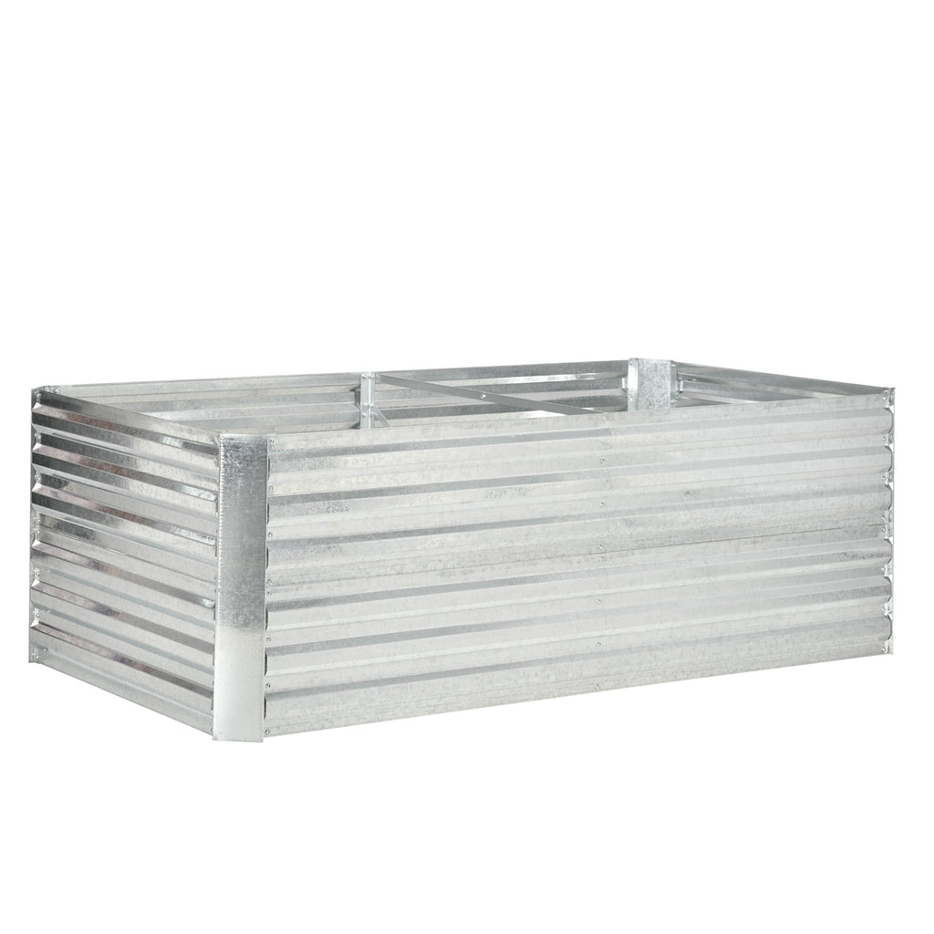 Galvanized Raised Garden Bed Kit with Reinforcing Bars, Large and Tall Metal Planter Box for Vegetables, Flowers and Herbs, 6' x 3' x 2', Silver