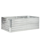 Galvanized Raised Garden Bed Kit with Reinforcing Bars, Large and Tall Metal Planter Box for Vegetables, Flowers and Herbs, 6' x 3' x 2', Silver