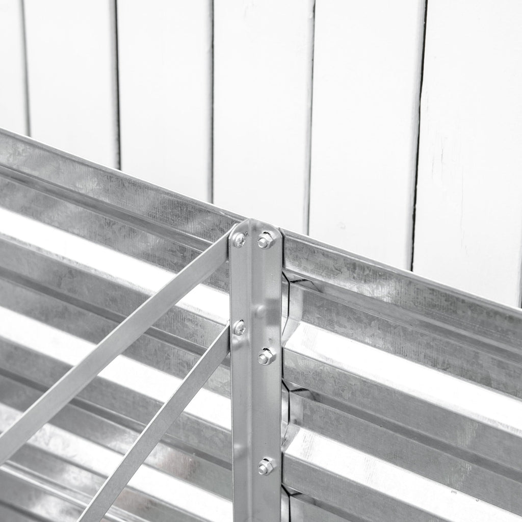 Galvanized Raised Garden Bed Kit with Reinforcing Bars, Large and Tall Metal Planter Box for Vegetables, Flowers and Herbs, 6' x 3' x 2', Silver