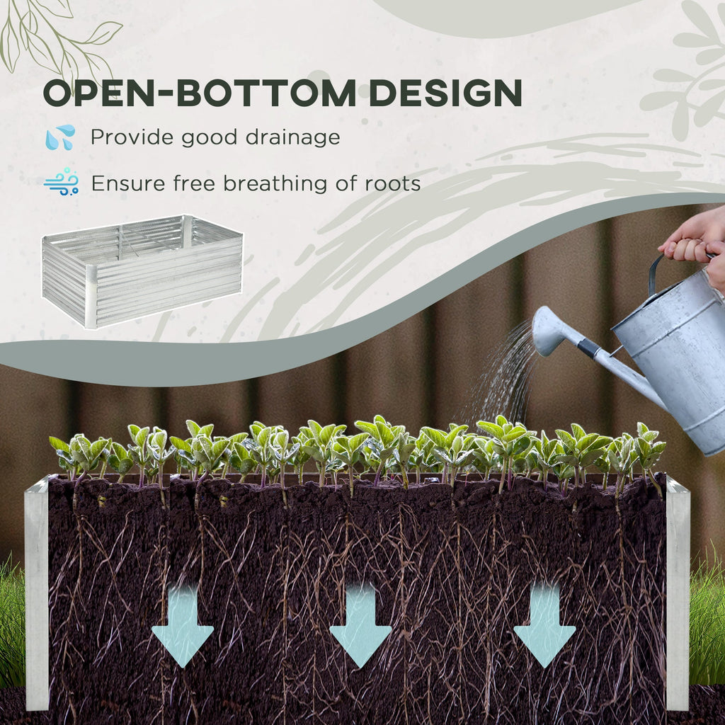 Galvanized Raised Garden Bed Kit with Reinforcing Bars, Large and Tall Metal Planter Box for Vegetables, Flowers and Herbs, 6' x 3' x 2', Silver