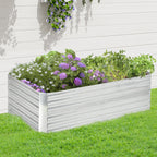 Galvanized Raised Garden Bed Kit with Reinforcing Bars, Large and Tall Metal Planter Box for Vegetables, Flowers and Herbs, 6' x 3' x 2', Silver