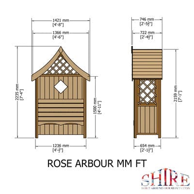 Rose Arbour - 4ft x 2ft (Pressure Treated)