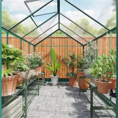 Rosette Hobby Aluminium Polycarbonate Greenhouse  - All Sizes