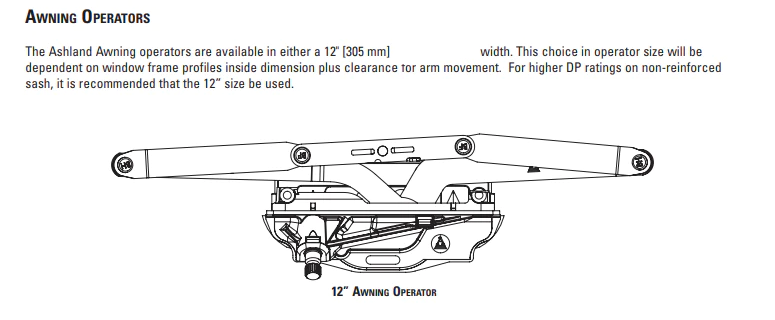 S1140 Ashland Optima 12 Inch (305 mm) Awning Operator