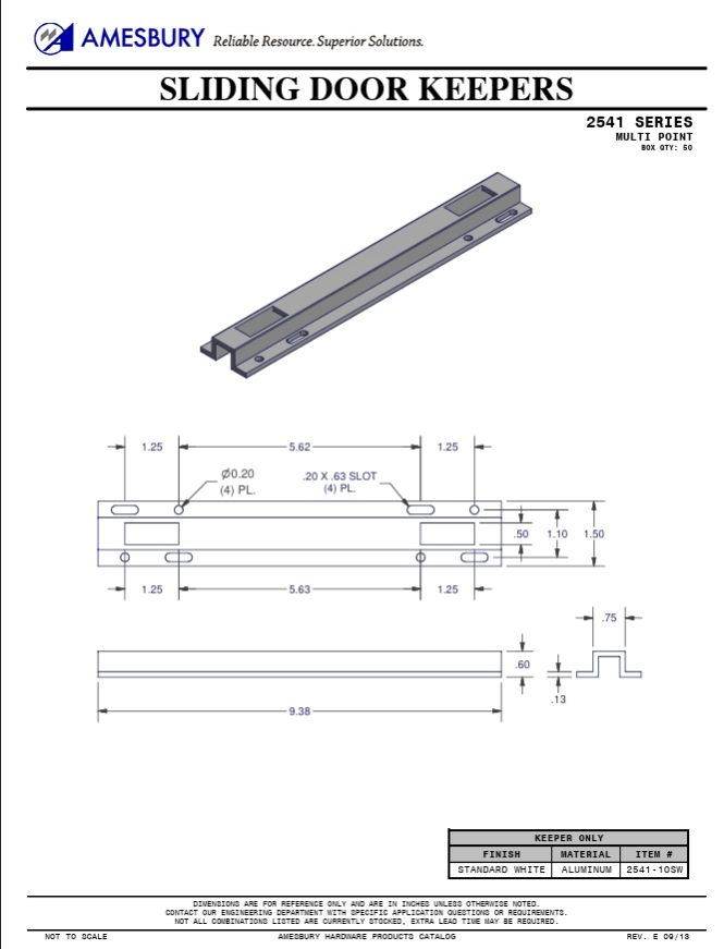 S3016 - GEMINI 2 POINT KEEPER Dual Hook Box Strike Keeper for Sliding Patio Door