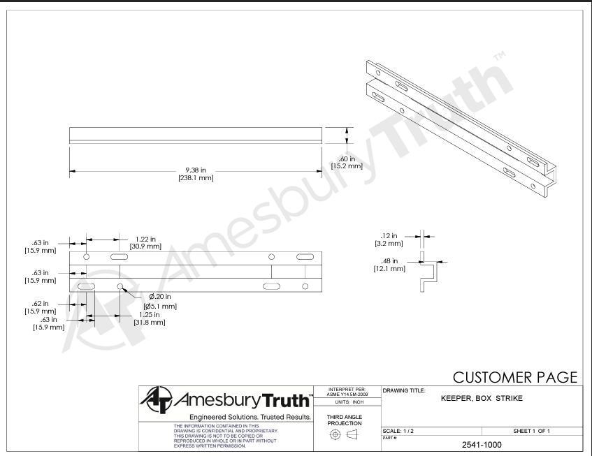 S3016 - GEMINI 2 POINT KEEPER Dual Hook Box Strike Keeper for Sliding Patio Door
