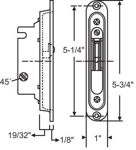 S3026 - Deadlatch Assy. Brass Plated Mortise Lock 45-Degree with Pocket Trim Plate
