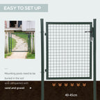 HOMCOM Green Steel Garden Gate with Lock and 3 Keys 97 x 150cm, Green