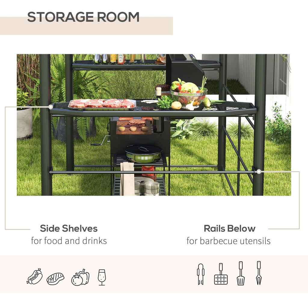 8' x 5' Grill Gazebo Canopy with Side Shelves