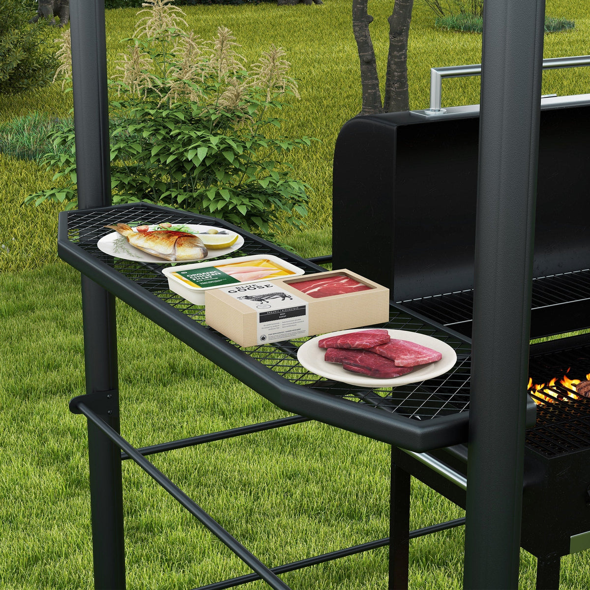 8' x 5' Grill Gazebo Canopy with Side Shelves