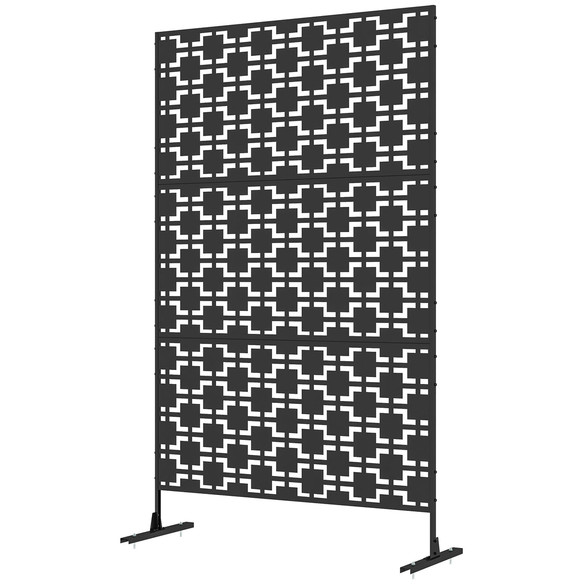 6.5FT Decorative Privacy Screen with Expansion Screws for Garden Pool Hot Tub, Grid Style
